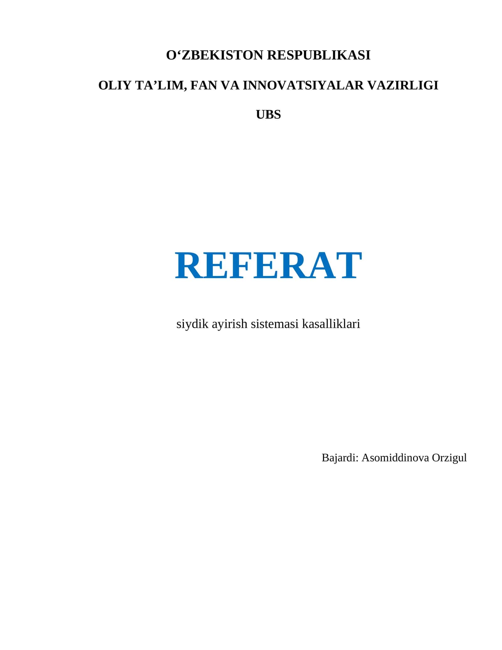 REFERAT siydik ayirish sistemasi kasalliklari 1