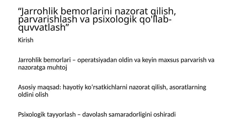 Jarrohlik bemorlarinin azorat qilish 1