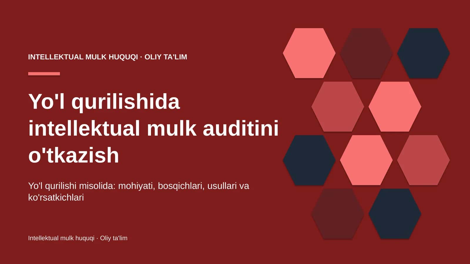 Yo'l qurilishida intellektual mulk auditini o'tkazish 1