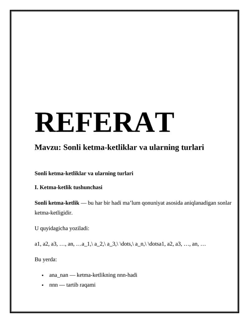 Sonli ketma-ketliklar va ularning turlari 1