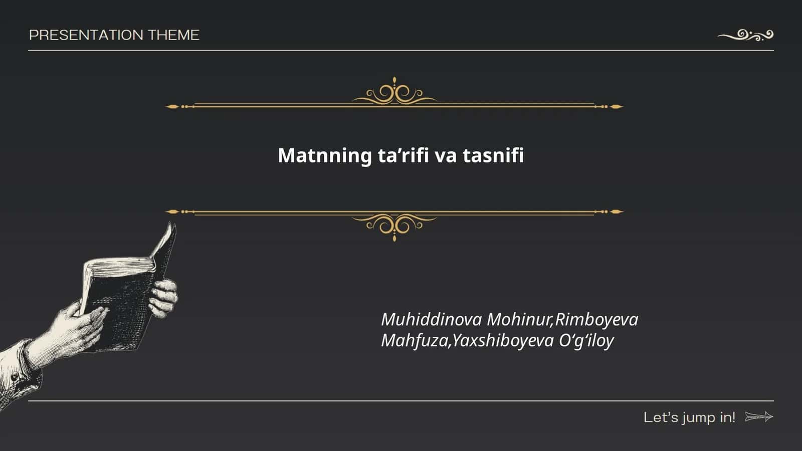 Matnning ta’rifi va tasnifi 1