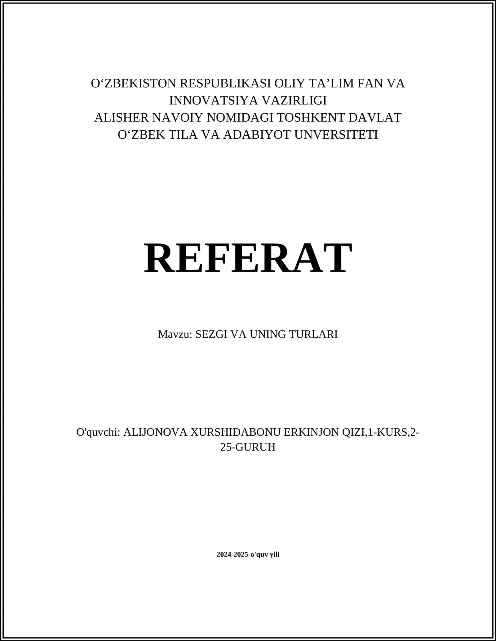 SEZGI VA UNING TURLARI 1