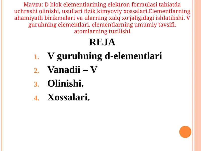 V guruhning d-elementlari 1