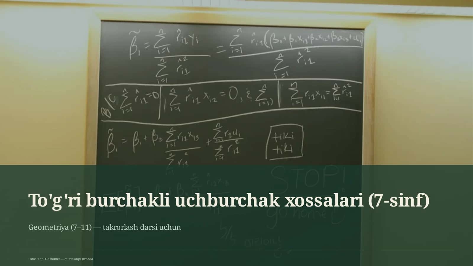 To'g'ri burchakli uchburchak xossalari (7-sinf) 1