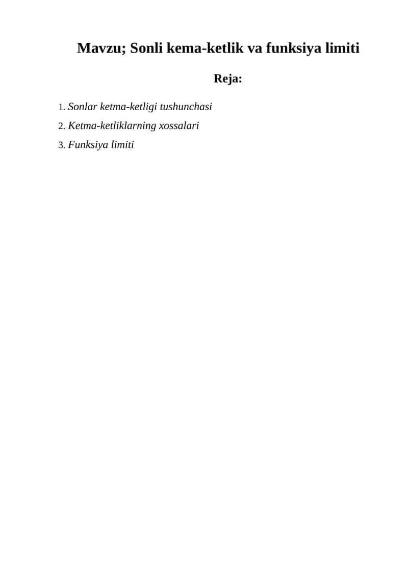 Ketma-ketlik va funksiya limiti 1