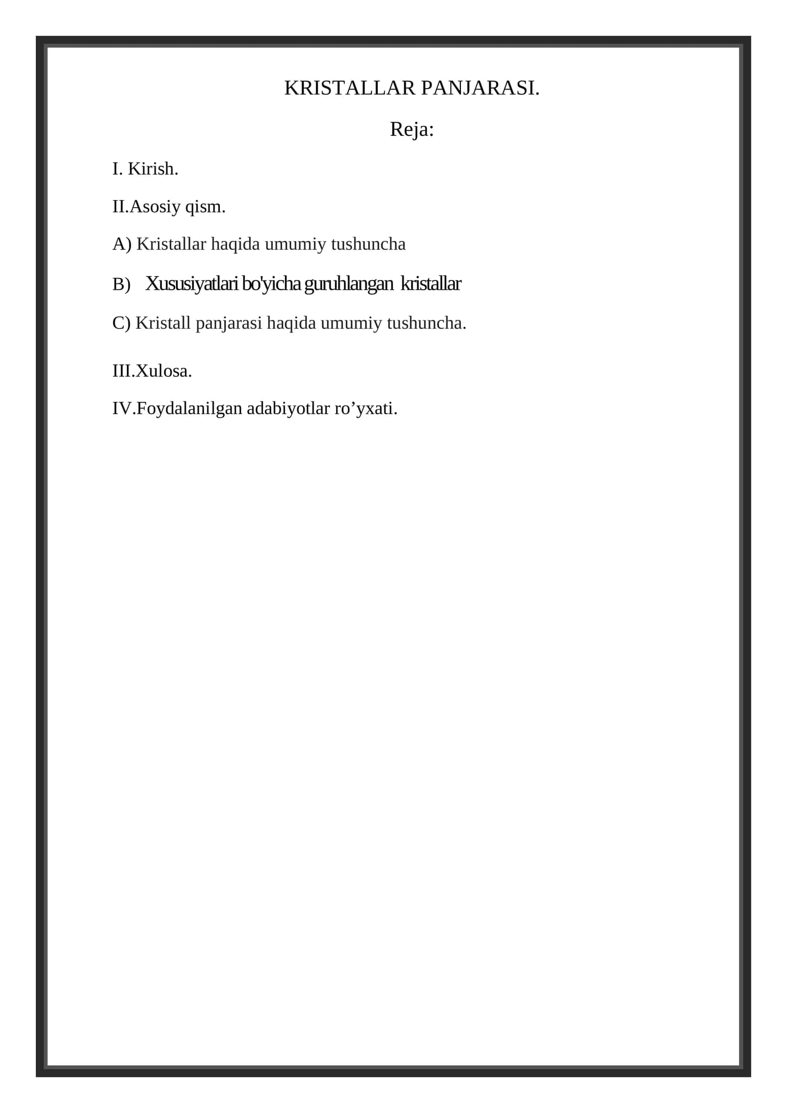 KRISTALLAR PANJARASI 1