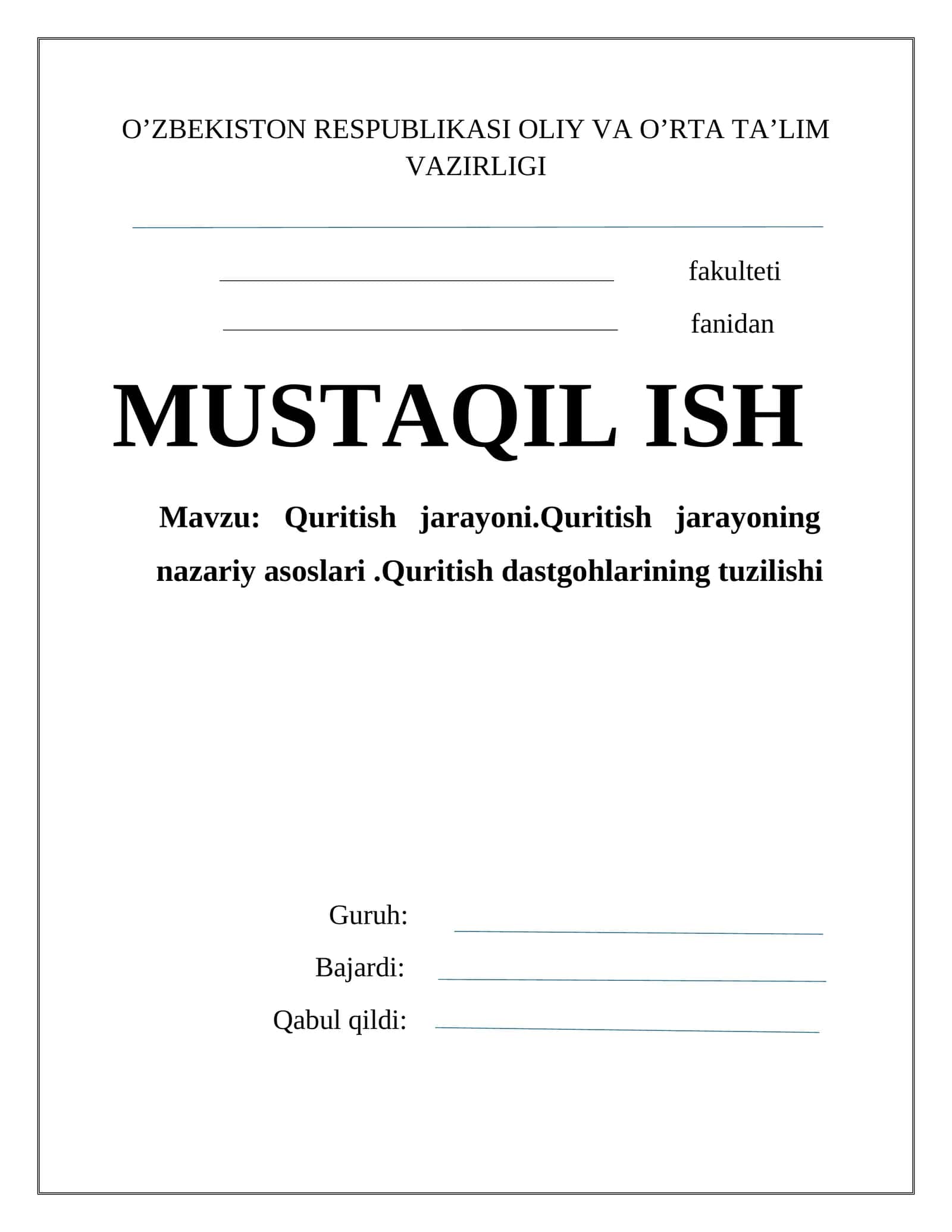 Quritish jarayoni,qurutish dastgohlari 1