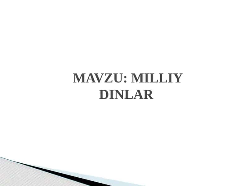 MILLIYDINLAR 1
