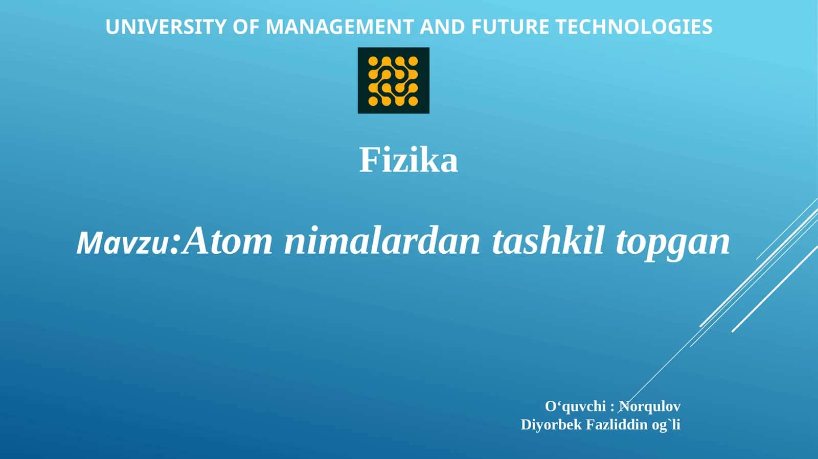 Atom nimalardan tashkil topgan 1