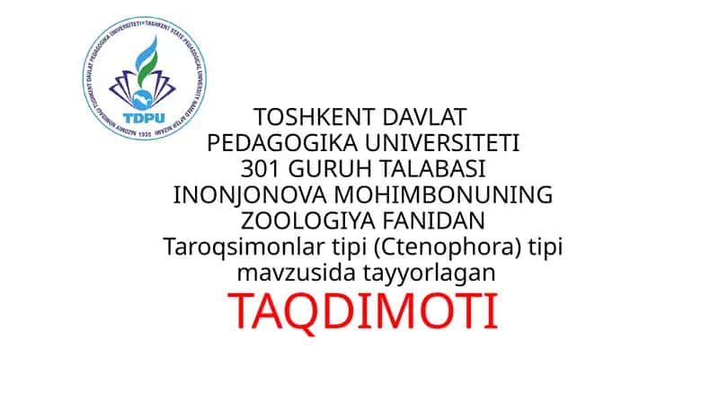 Taroqsimonlar (Ctenophora) 1