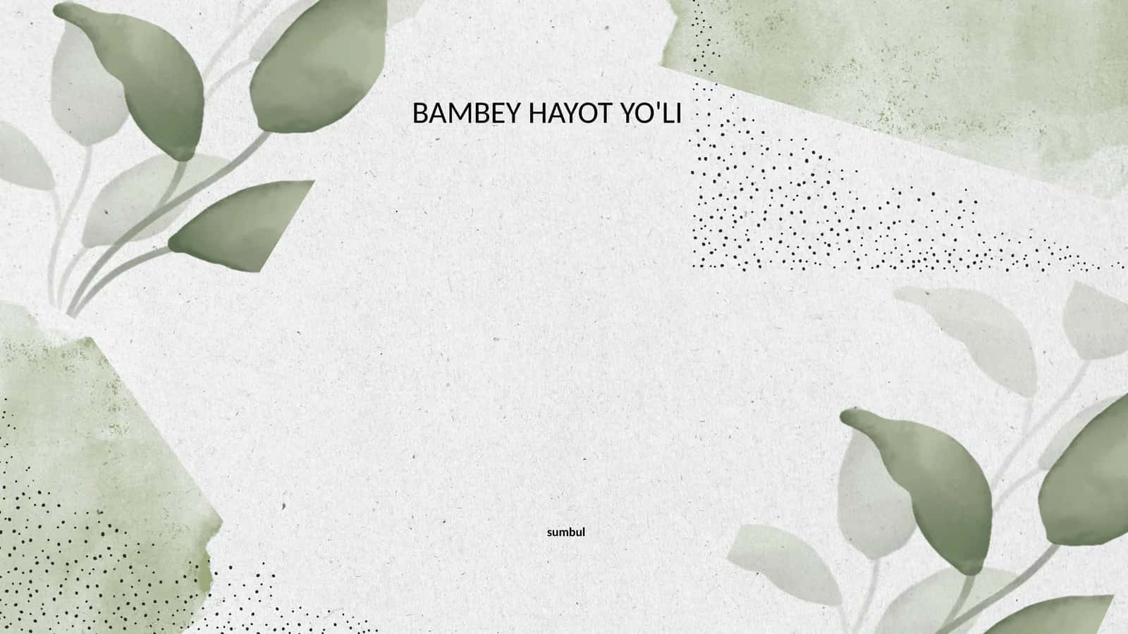 BAMBEY HAYOT YO'LI 1