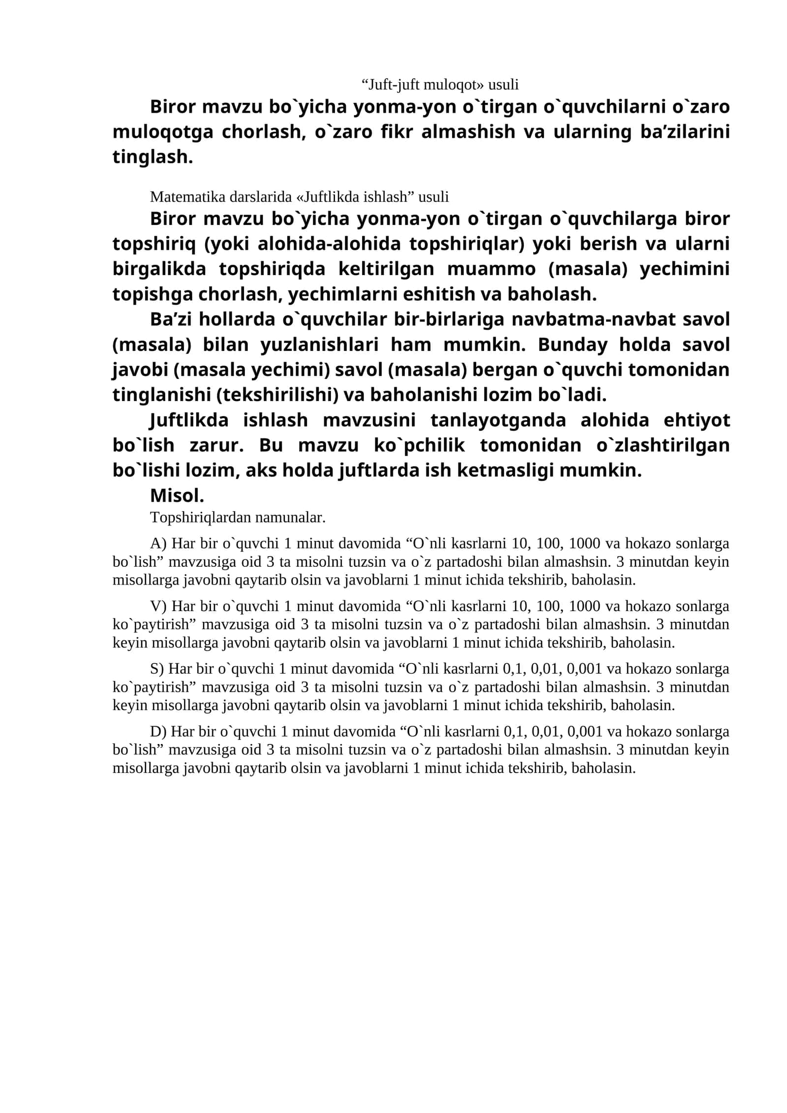 Juft-juft muloqot usuli 1