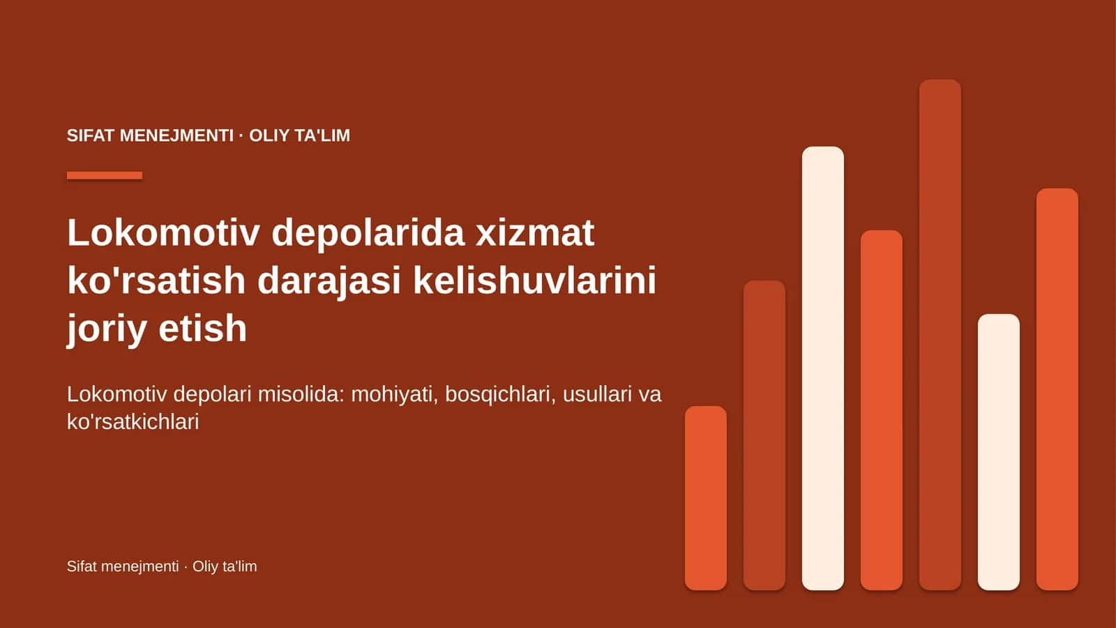 Lokomotiv depolarida xizmat ko'rsatish darajasi kelishuvlarini joriy etish 1