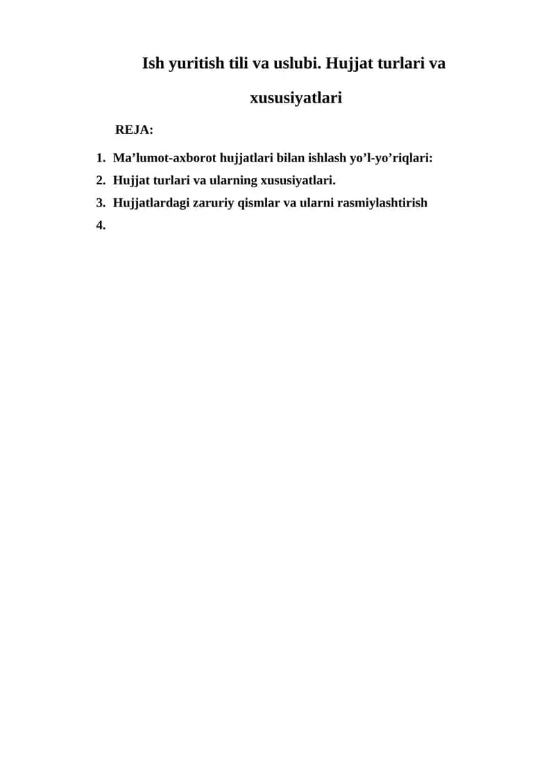 Ish Yuritish Tili va Uslubi 1