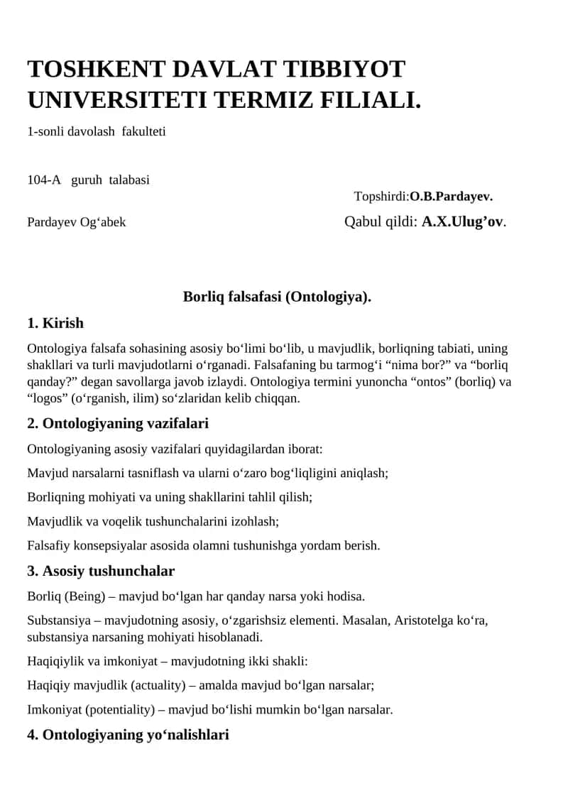 Falsafa ontologiya 1