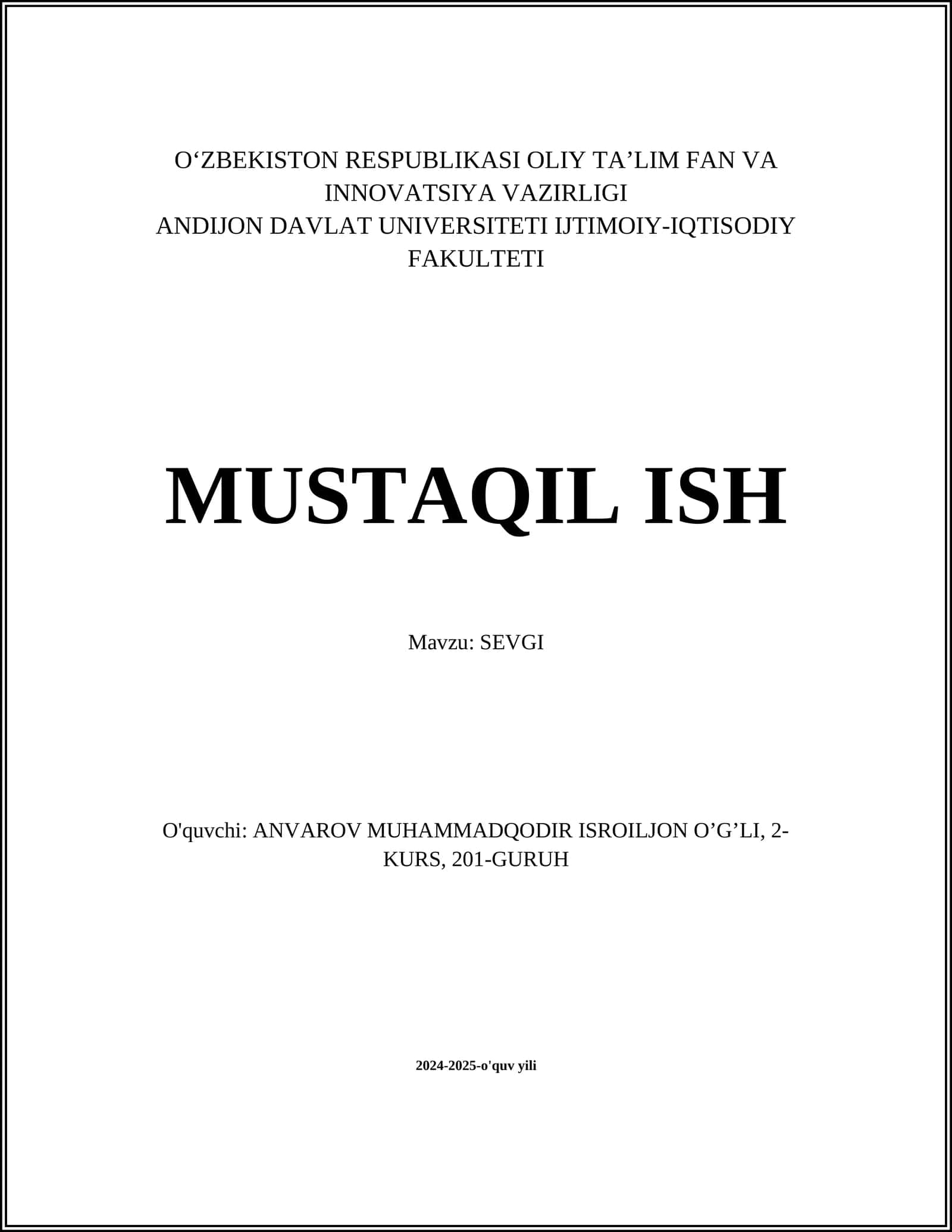 MUSTAQIL ISH SEVGI 1