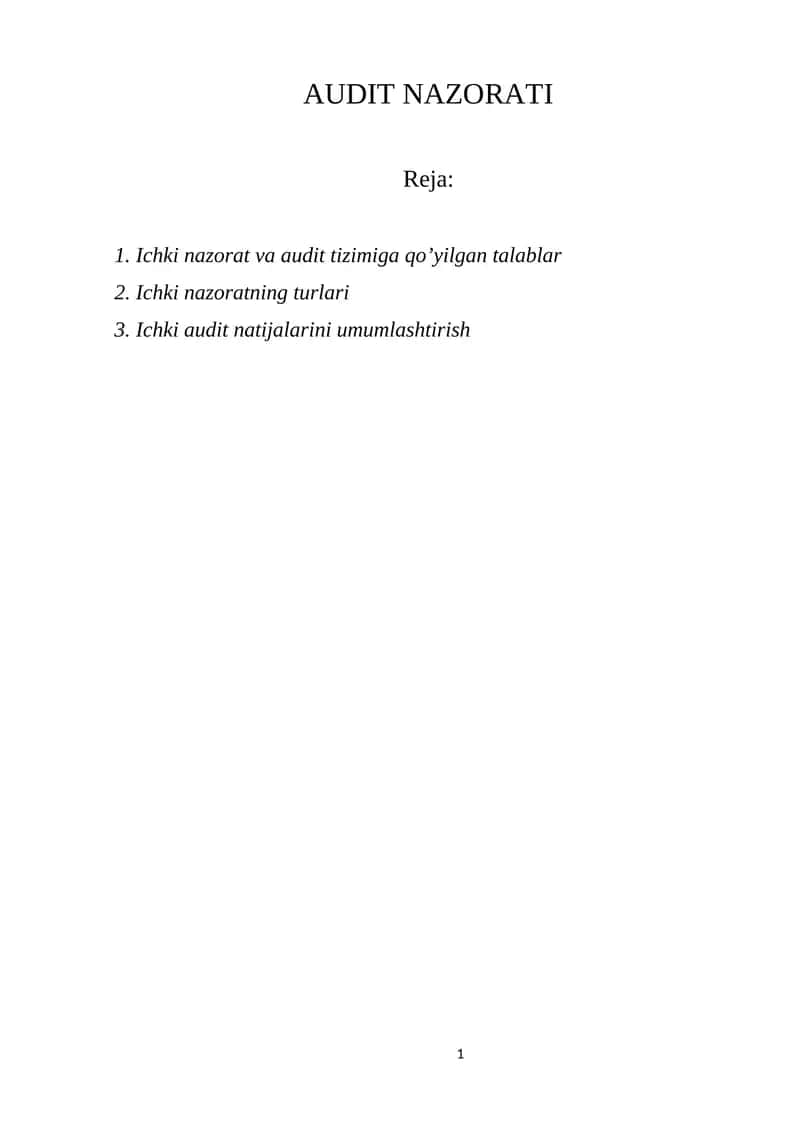 AUDIT NAZORATI 1