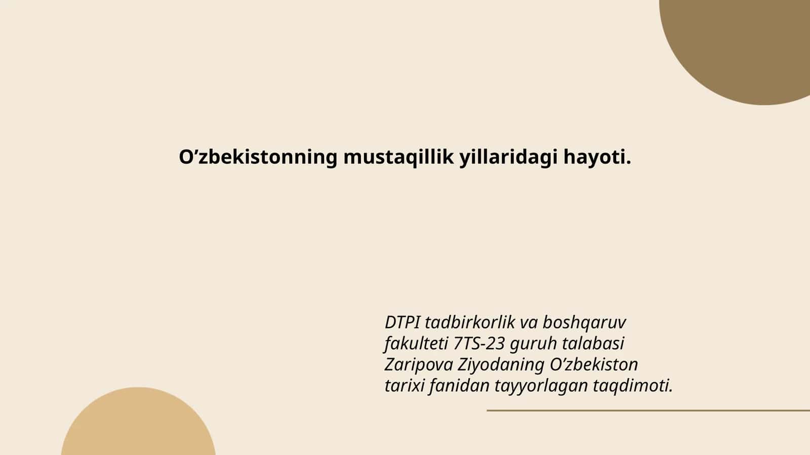 O’zbekiston tarixi fanidan taqdimot 1