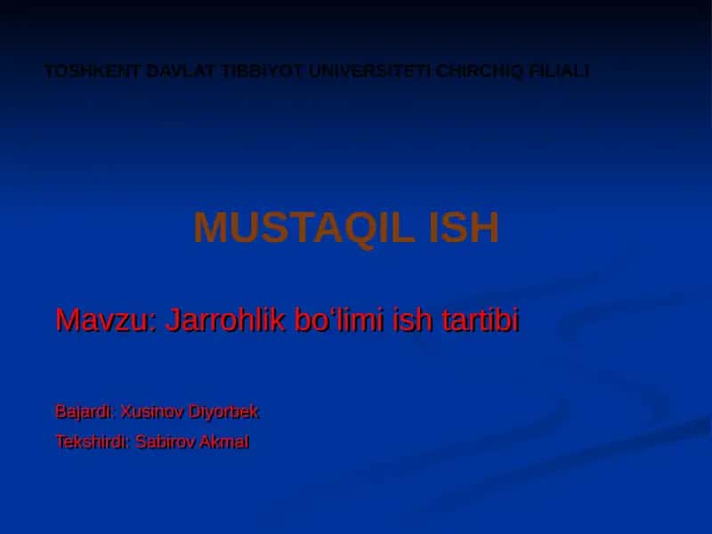 Jarrohlik boʻlimi ish tartibi 1