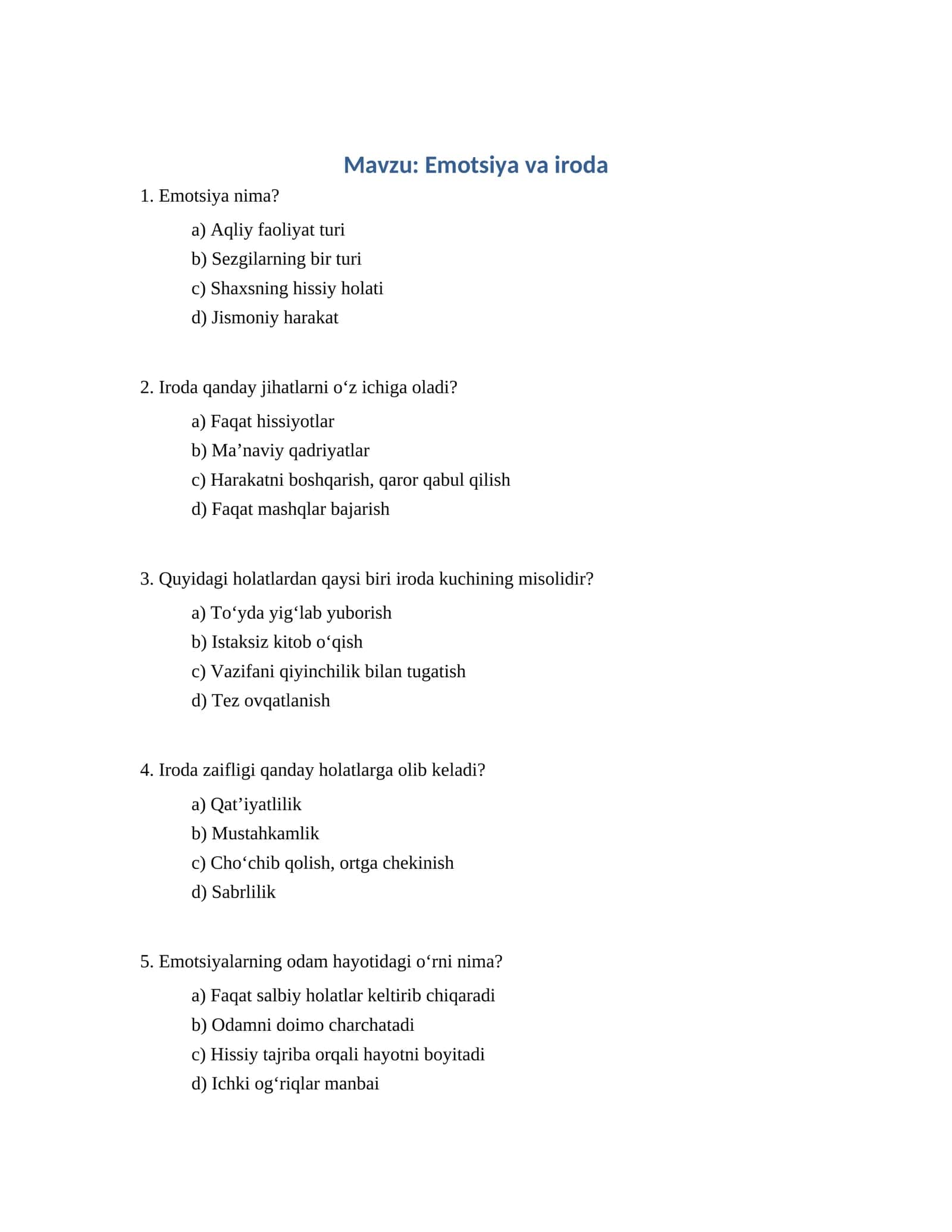 Emotsiya va iroda 1