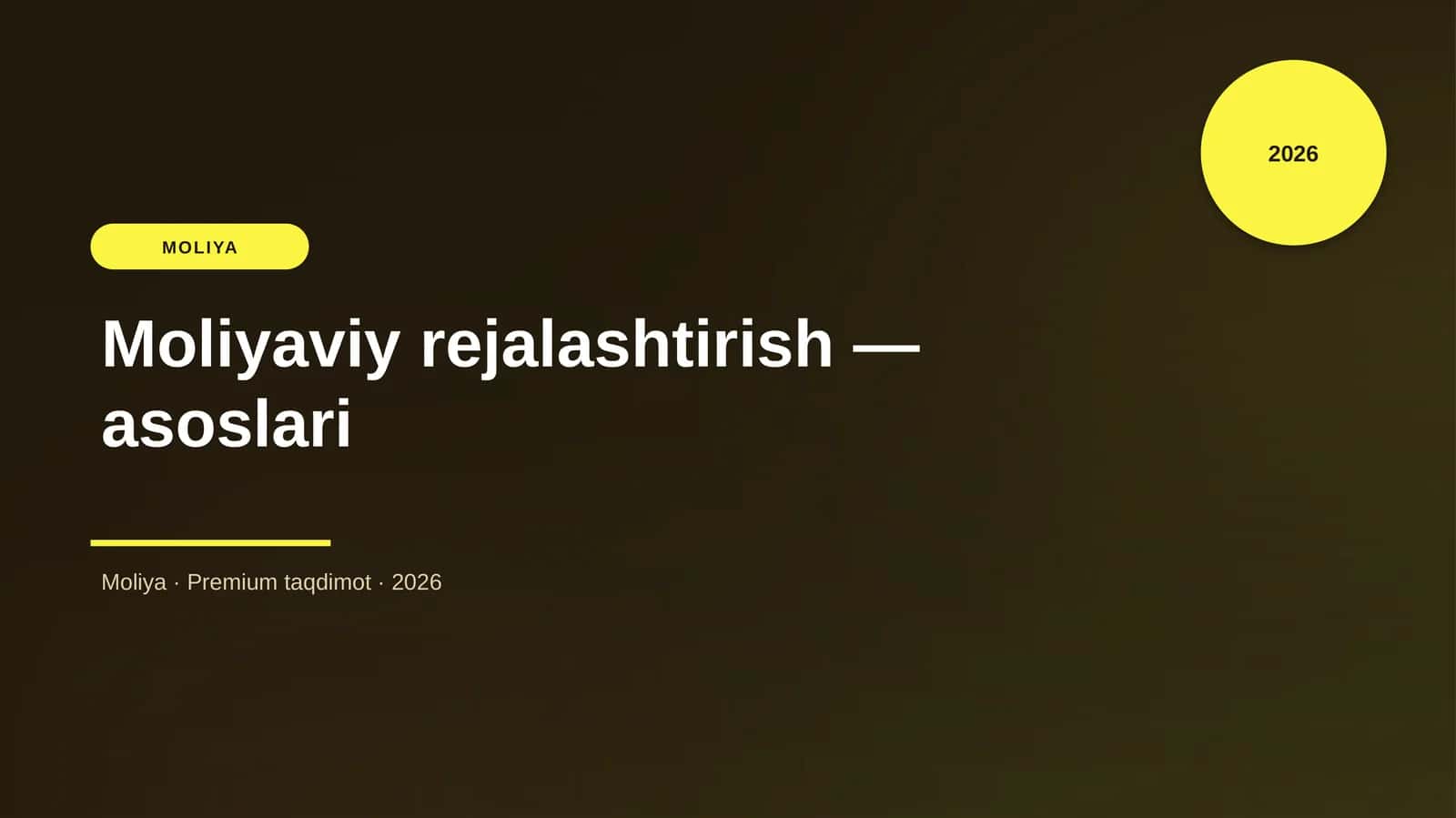 Moliyaviy rejalashtirish — asoslari 1
