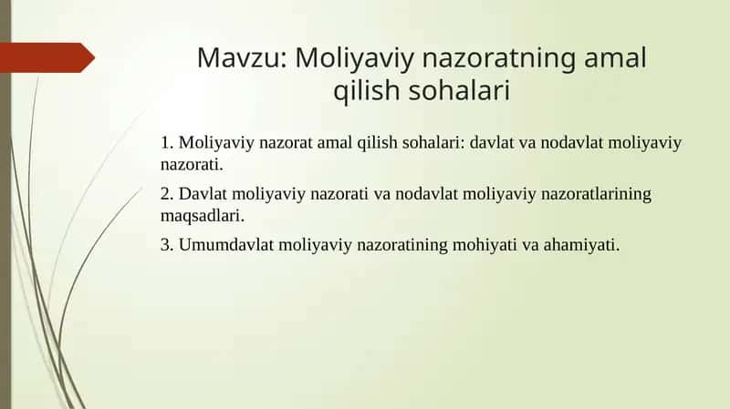 Moliyaviy nаzorаtning amalqilish sohalari 1