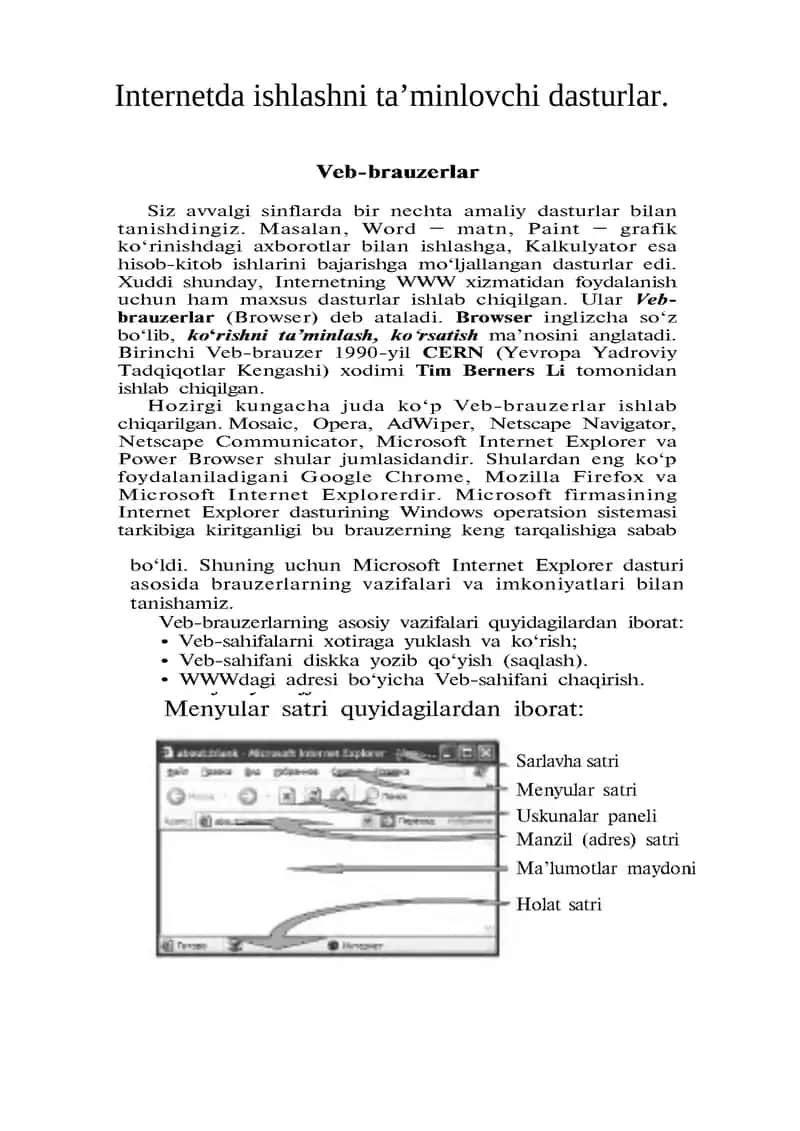Internetda ishlashni ta’minlovchi dasturlar 1