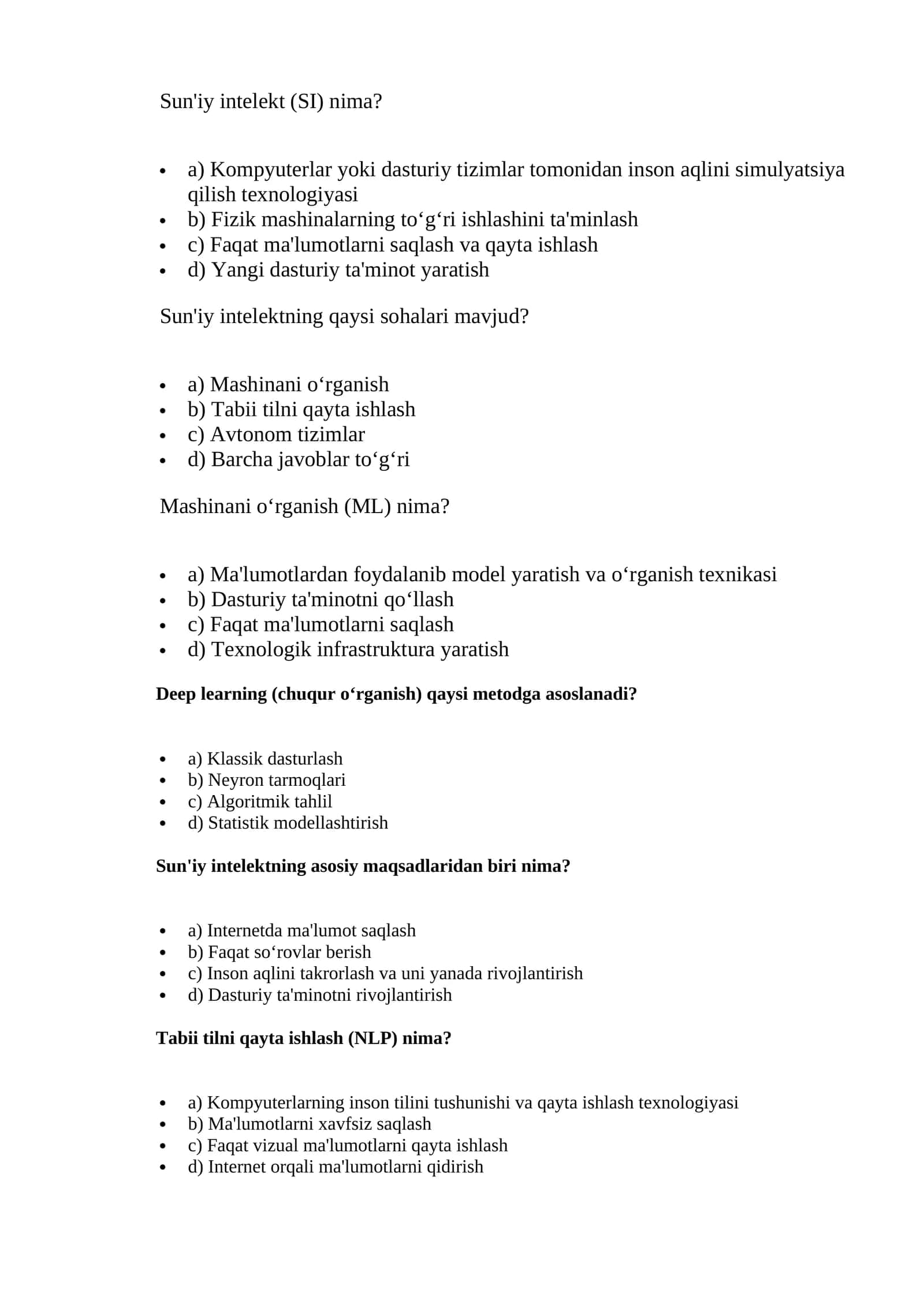 Sun'iy intelekt (SI) nima? 1
