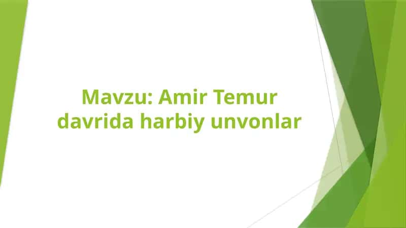 Amir Temur davrida harbiy unvonlar 1