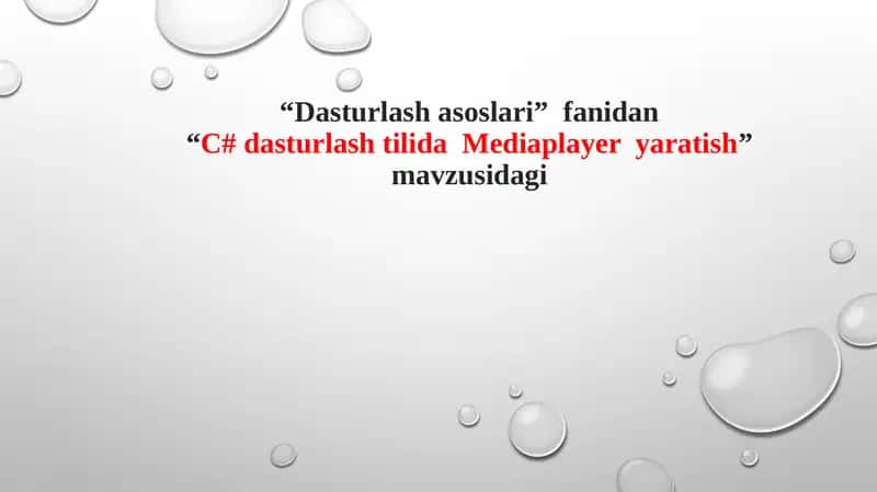 C# dasturlash tilida Mediaplayer yaratish 1