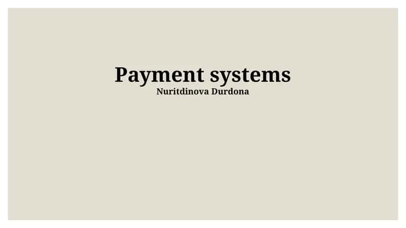 Payment systems 1