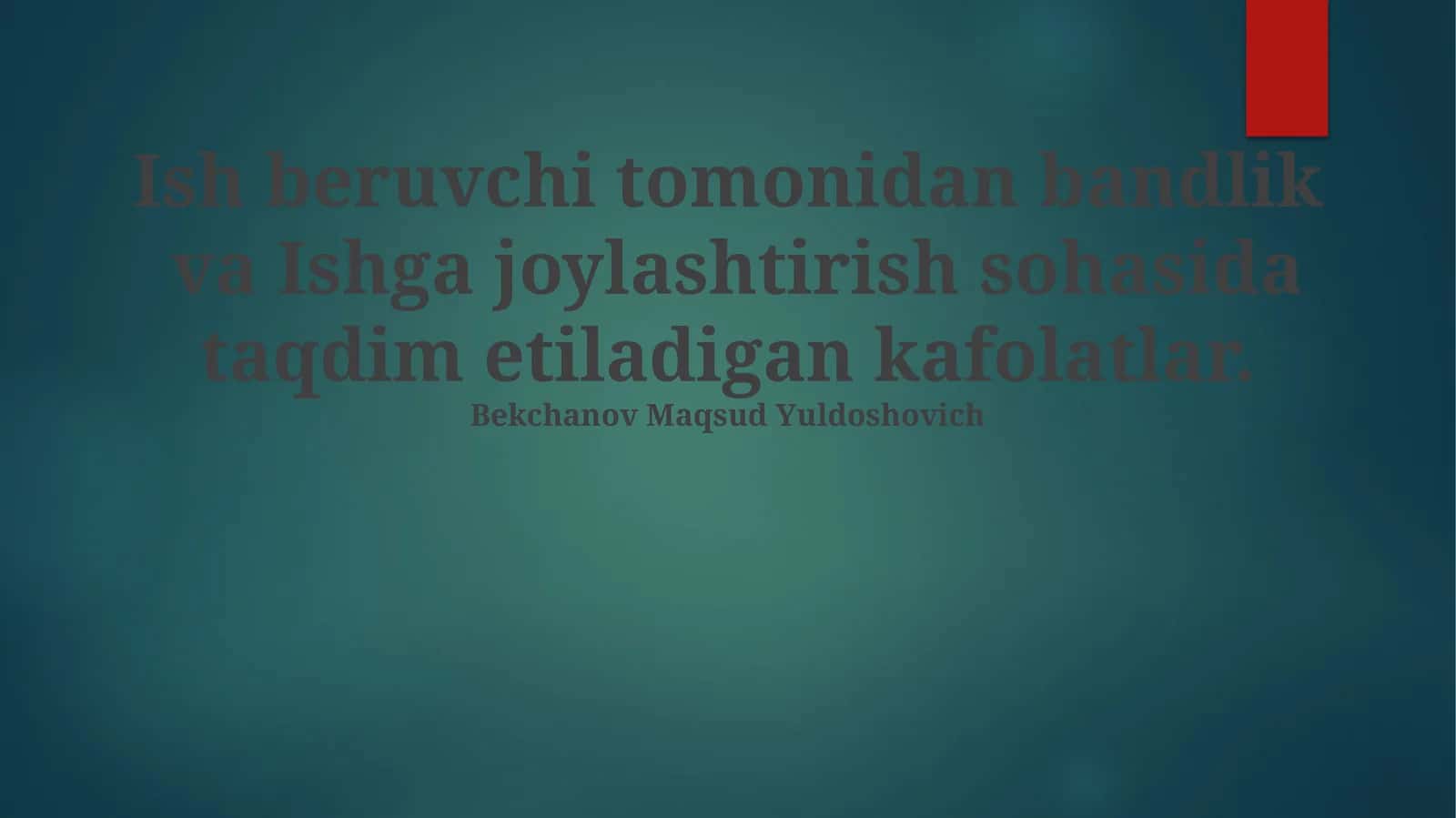 Ish bilan ta'minlash va joylashtirish kafolatlari 1
