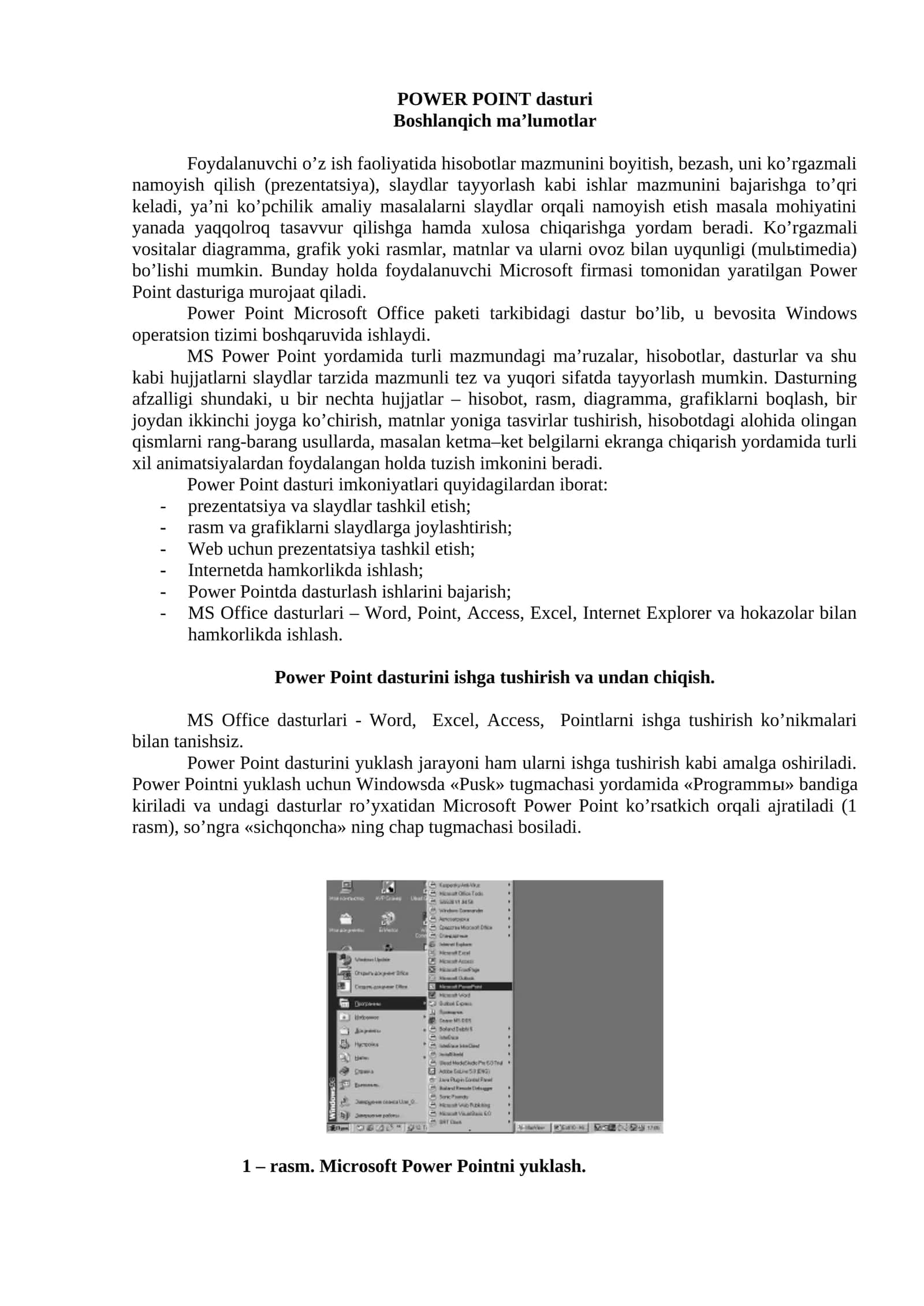 POWER POINT dasturi 1