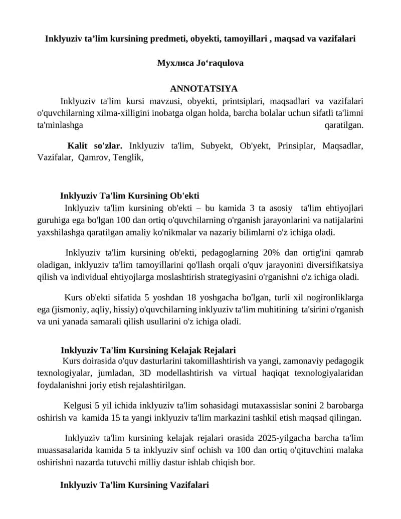 Inklyuziv ta'lim kursi 1