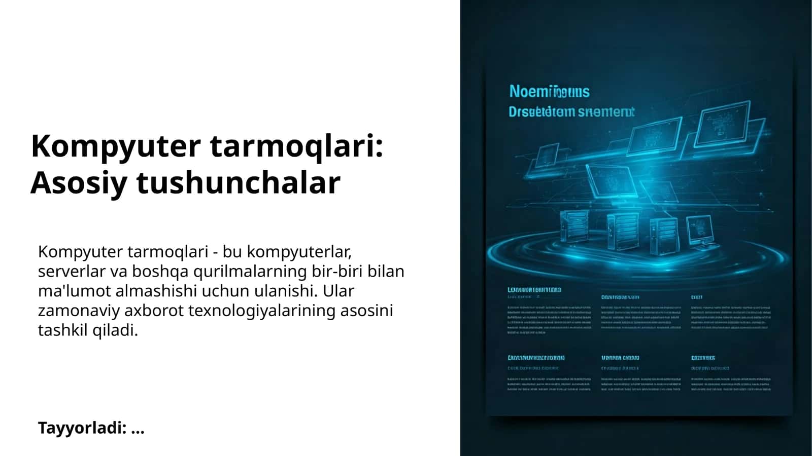 Kompyuter tarmoqlari: Asosiy tushunchalar 1