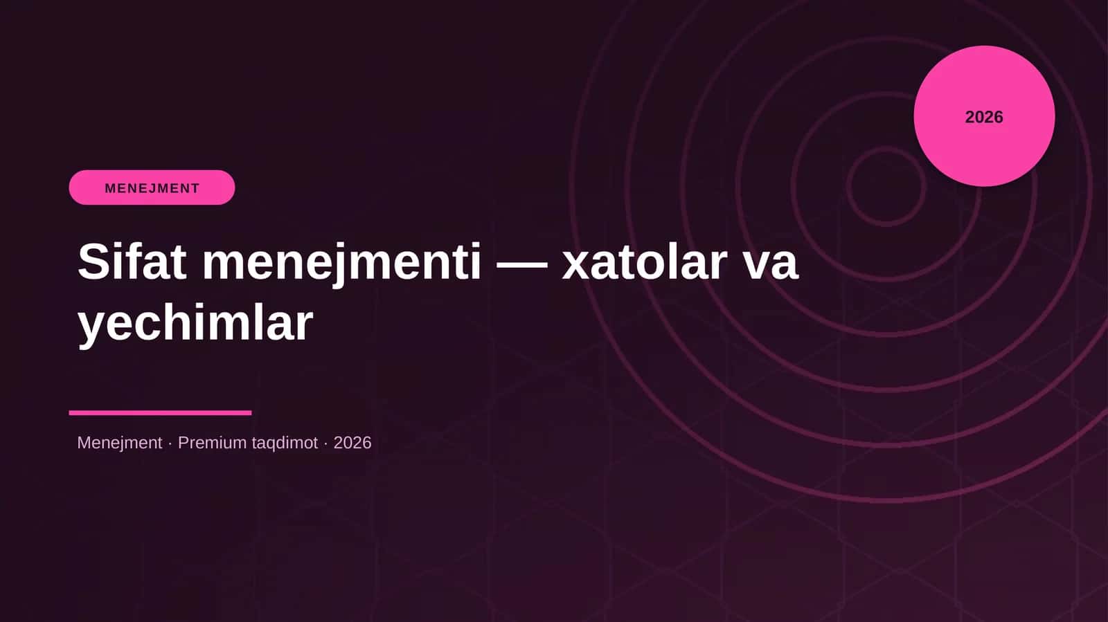 Sifat menejmenti — xatolar va yechimlar 1