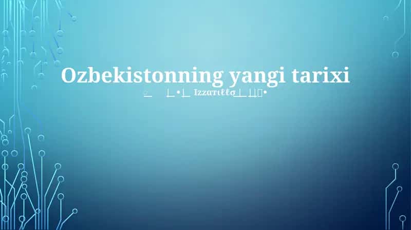 Ozbekistonning yangi tarixi 1