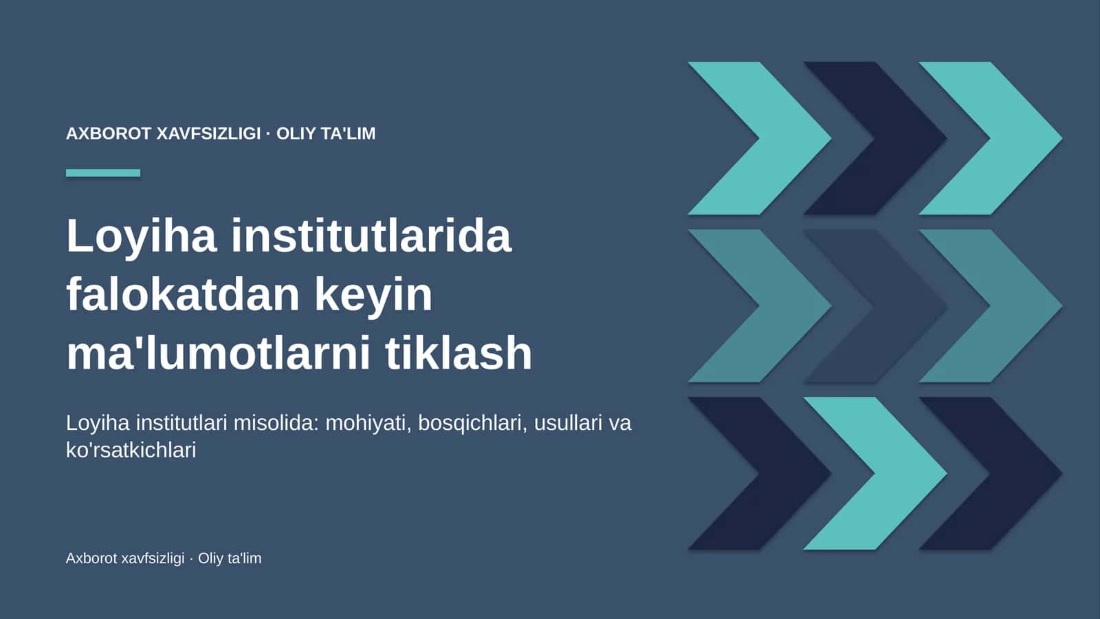 Loyiha institutlarida falokatdan keyin ma'lumotlarni tiklash 1