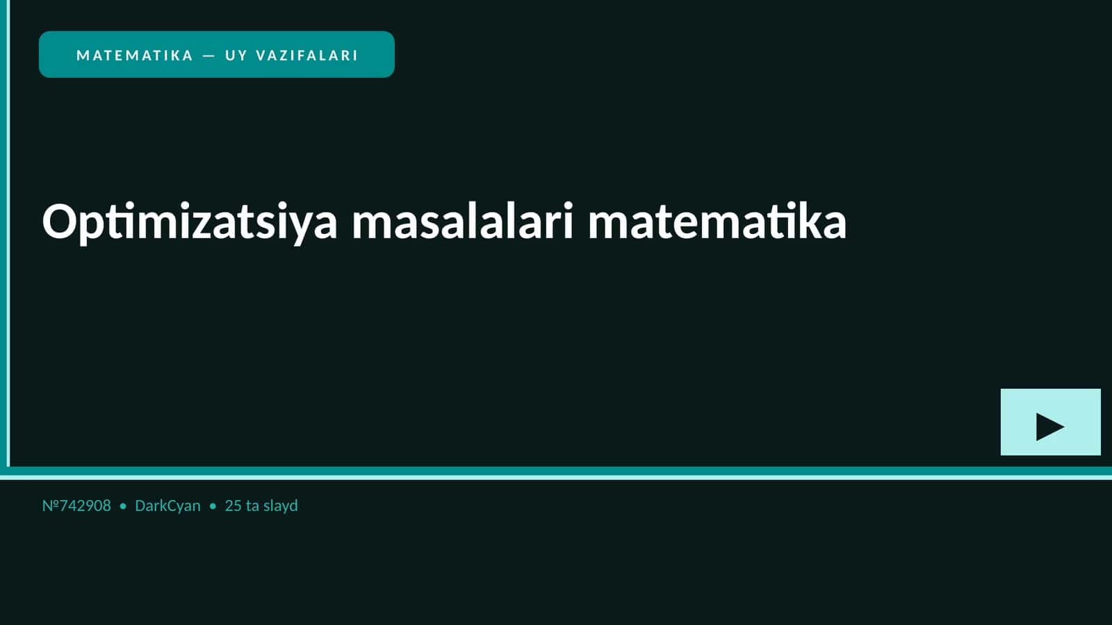 Optimizatsiya masalalari matematika 1