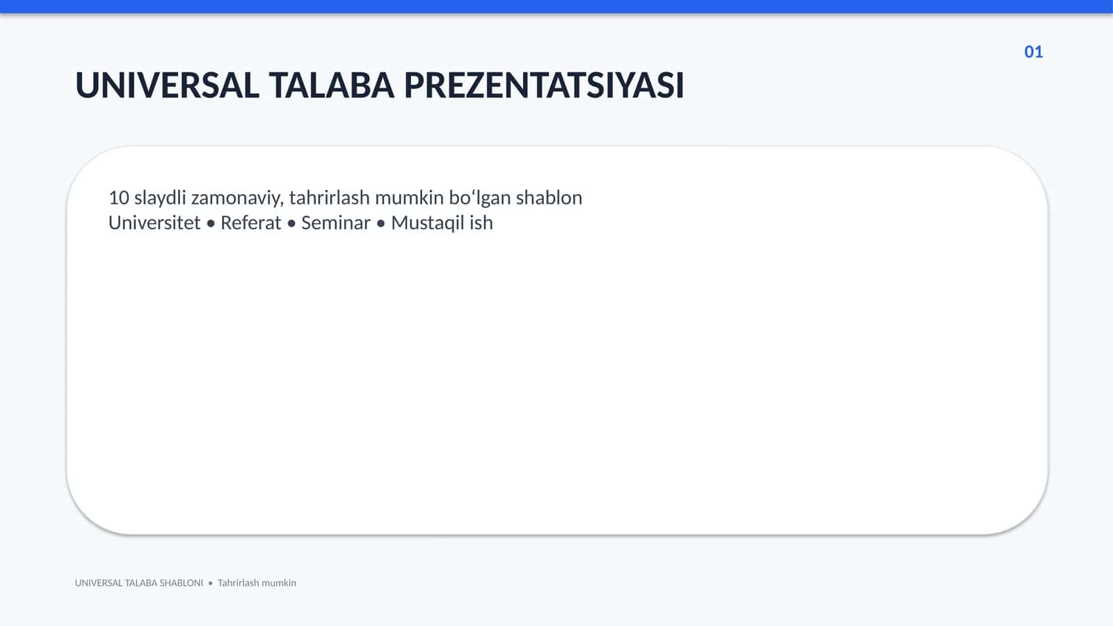 Universal talaba prezentatsiya shabloni - 10  ta slayd 1