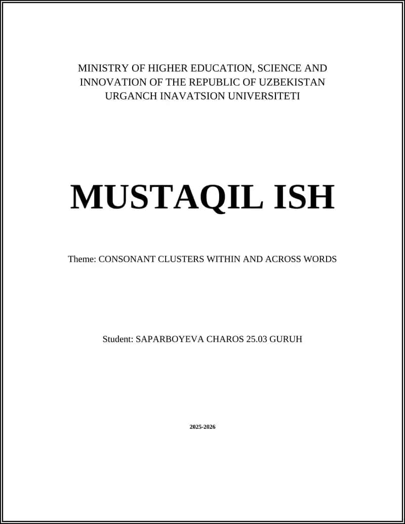 CONSONANT CLUSTERS WITHIN AND ACROSS WORDS 1