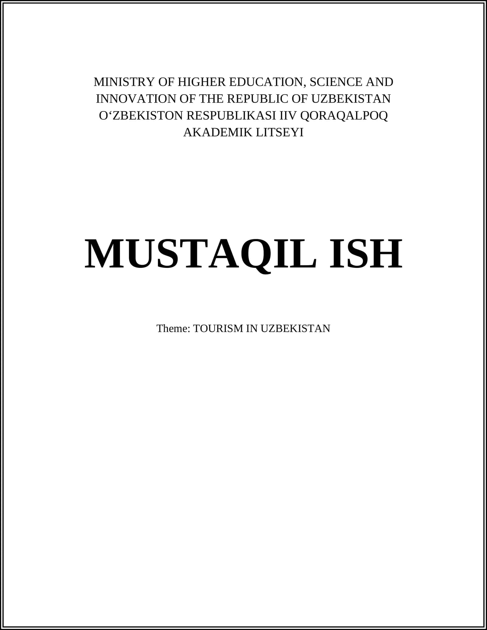 TOURISM IN UZBEKISTAN 1