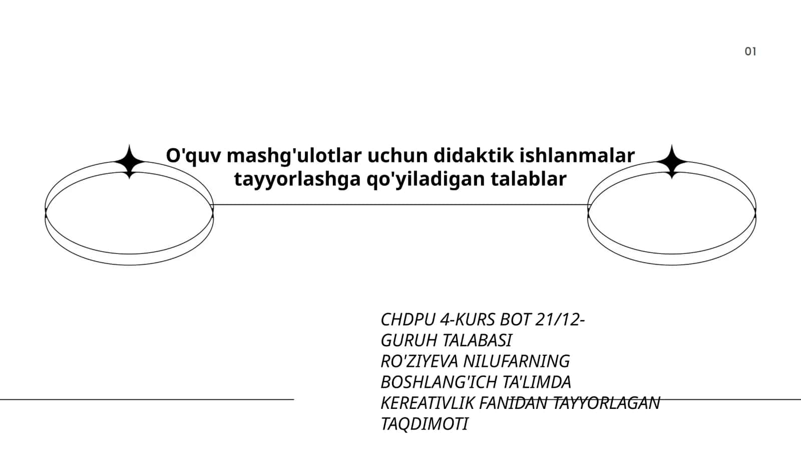 TAQDIMOTI O'quv mashg'ulotlar uchun didaktik ishlanmalar tayyorlashga qo'yiladigan talablar 1