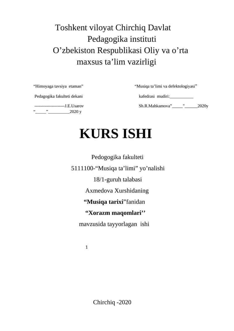 "Xorazm maqomlari" 1