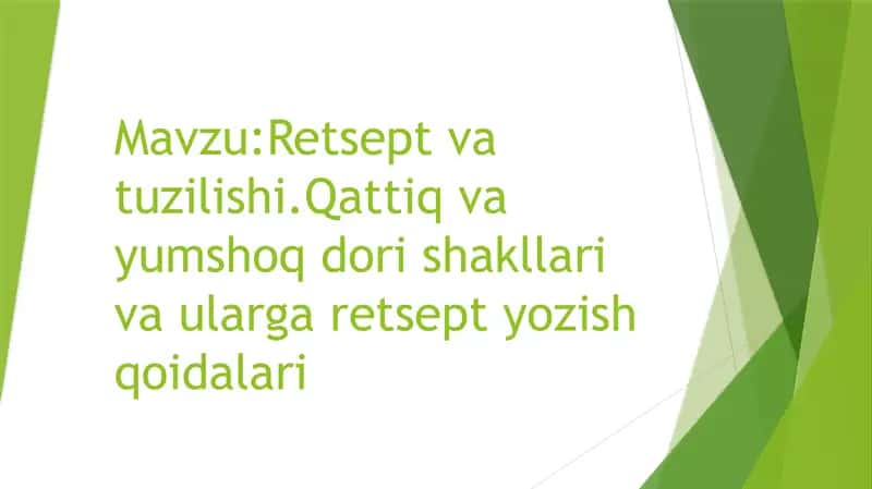 Retsept va tuzilishi 1