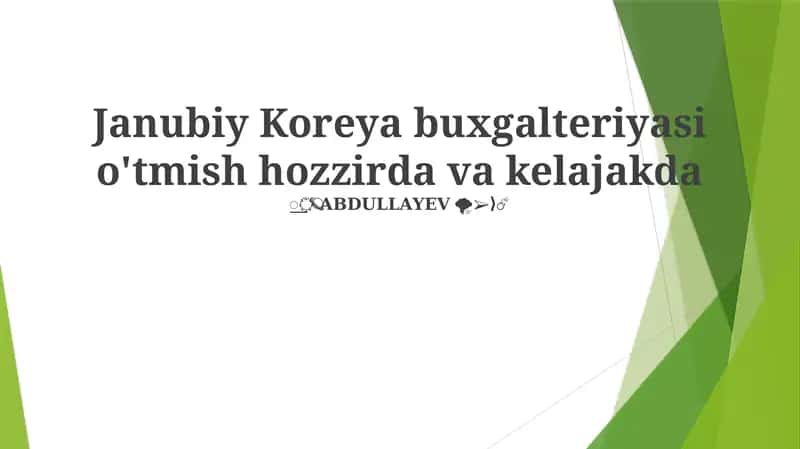 Janubiy Koreya buxgalteriyasi 1