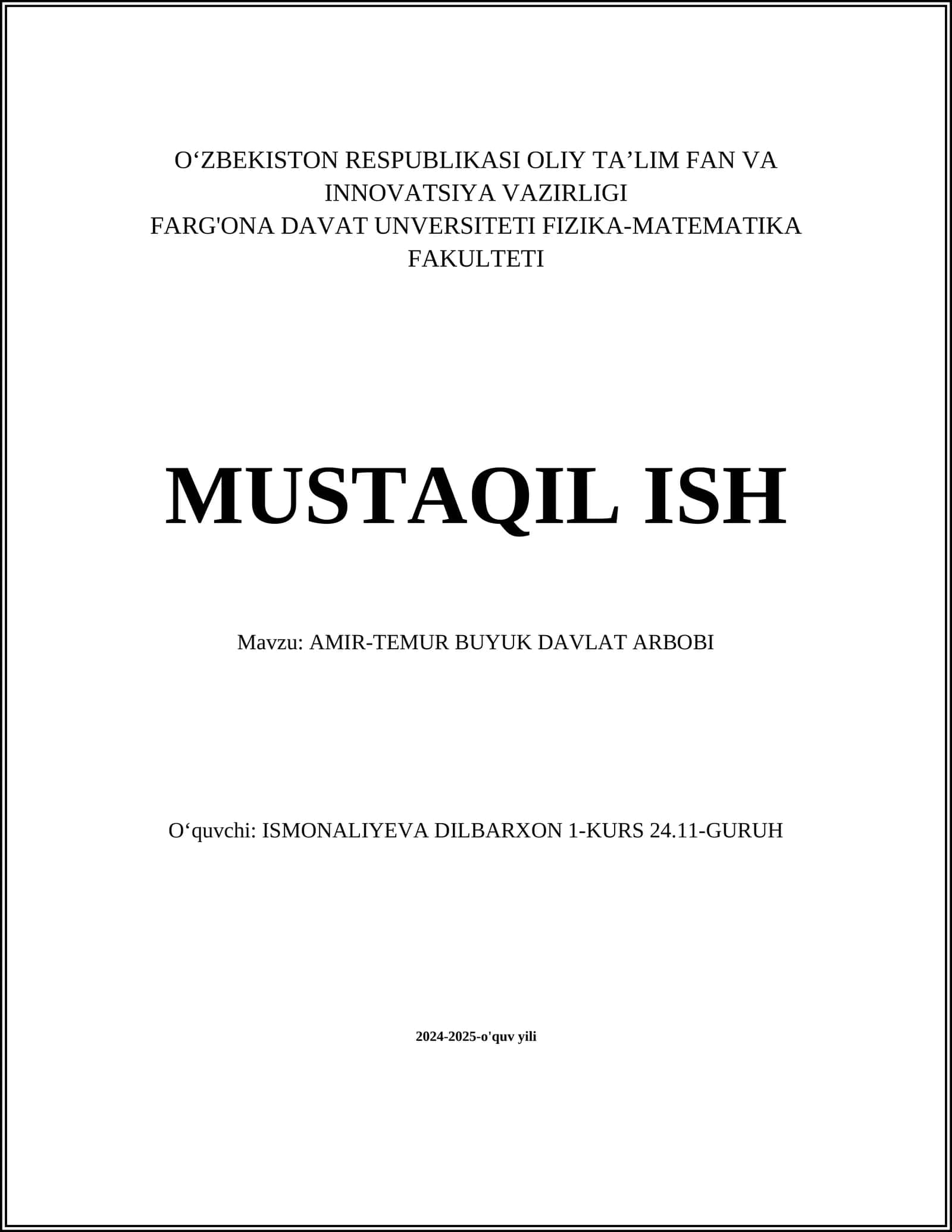 AMIR-TEMUR BUYUK DAVLAT ARBOBI 1