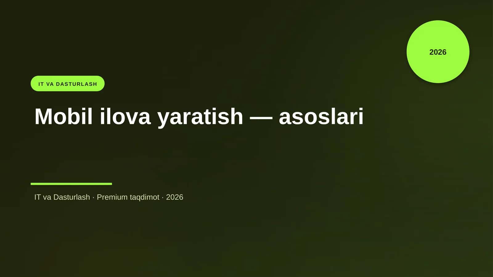 Mobil ilova yaratish — asoslari 1