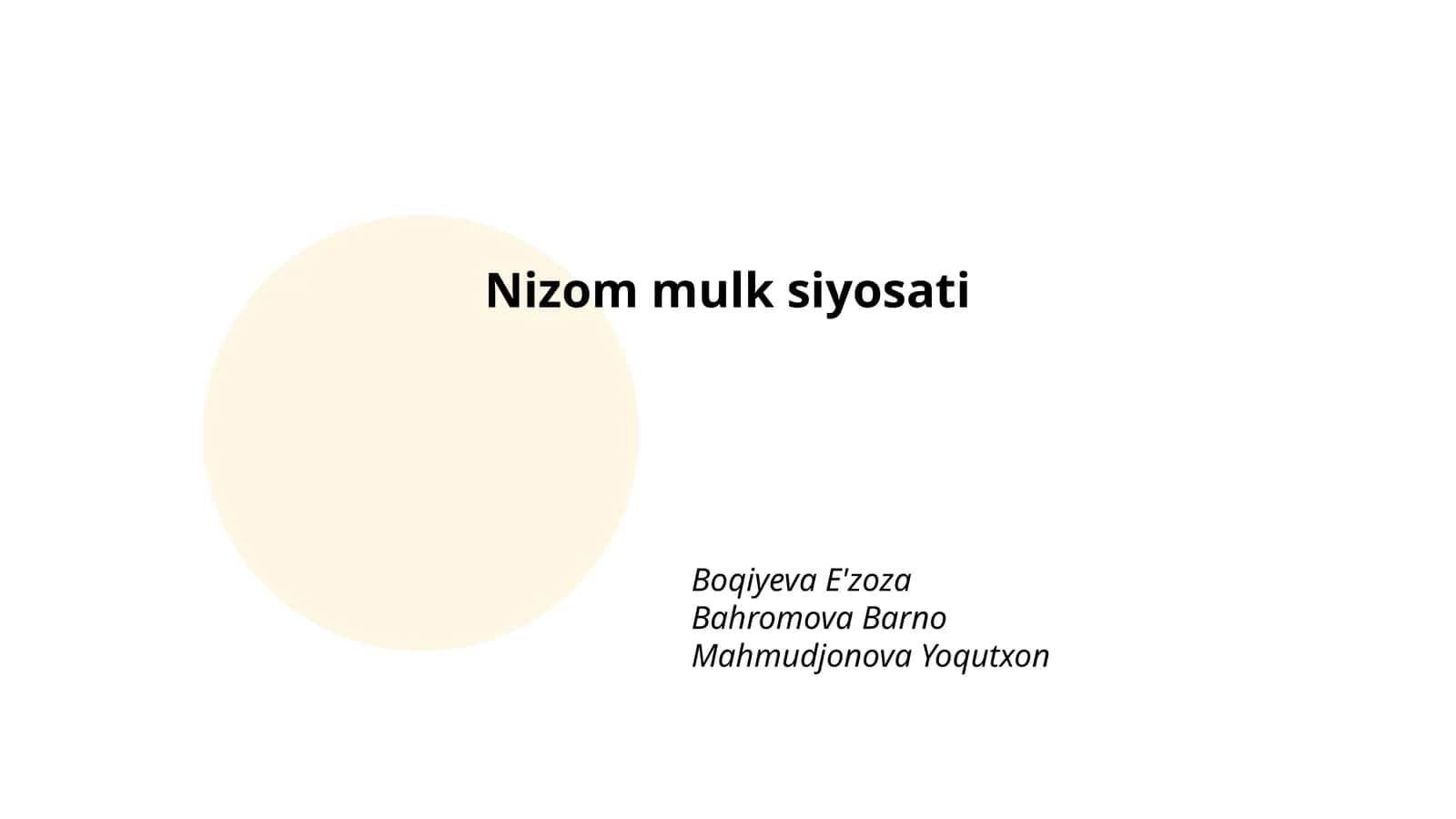 Nizom mulk siyosati 1