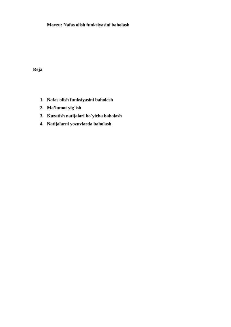 Nafas olish funksiyasini baholash 1